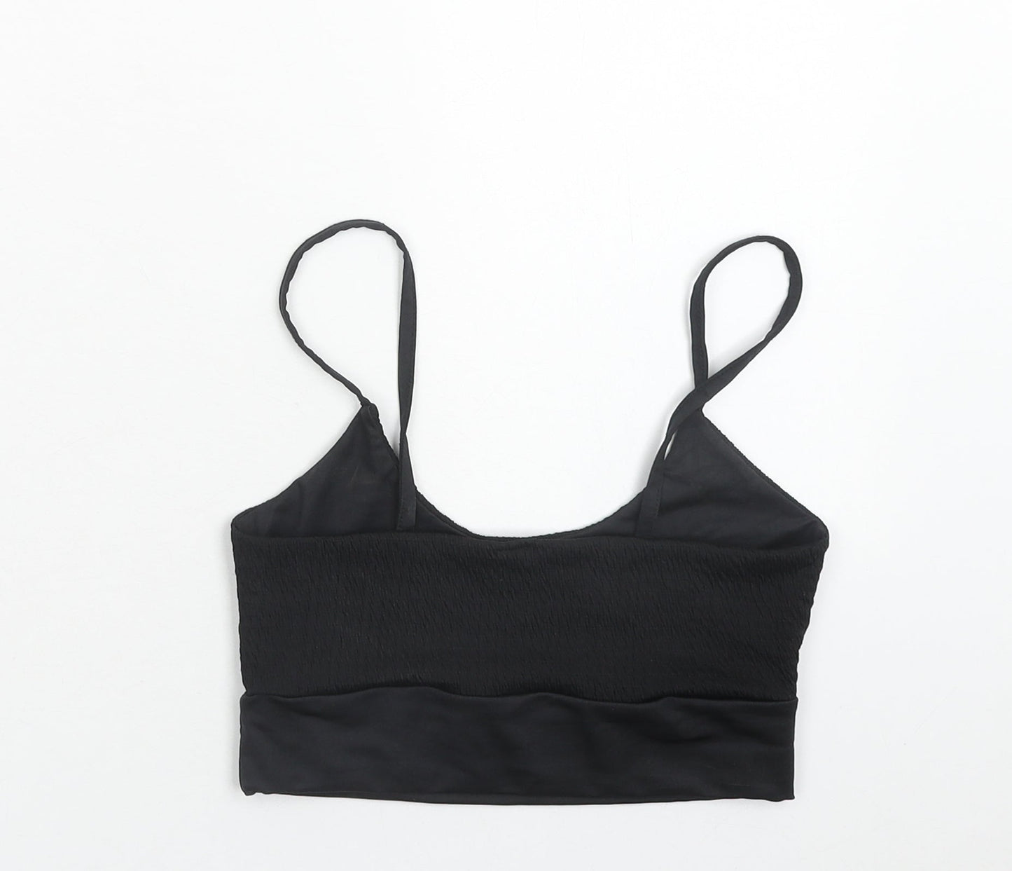Womens UK Size 10 PRETTYLITTLETHING Black Cropped Tank
