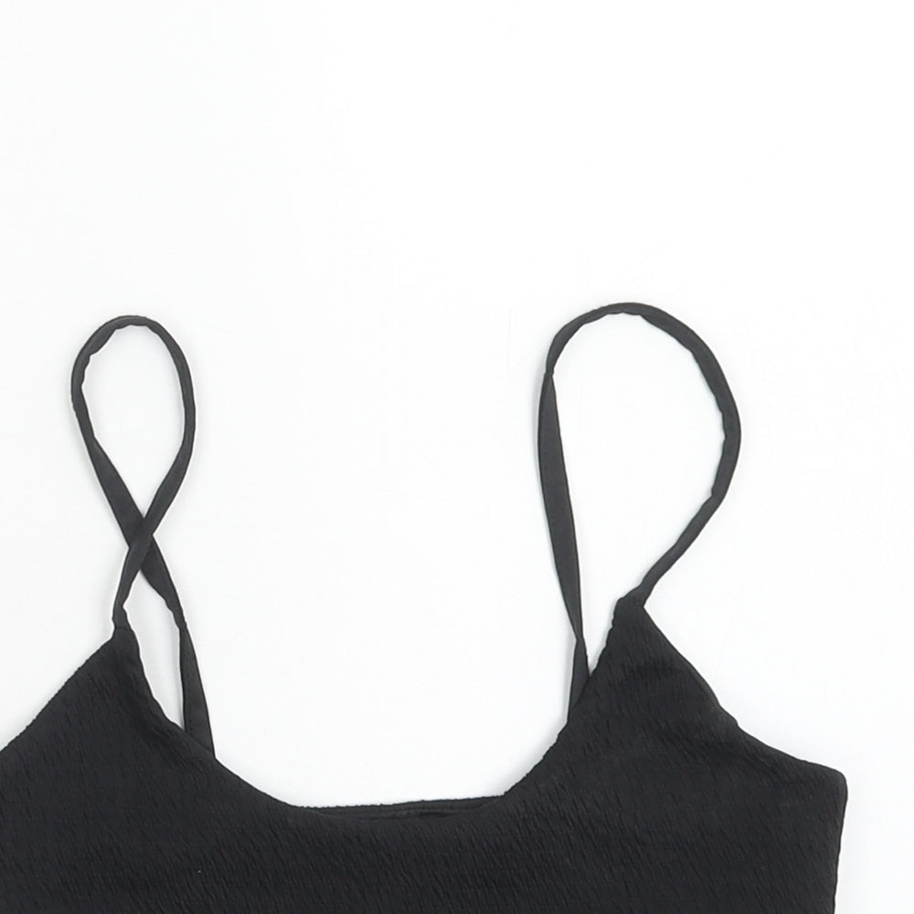 Womens UK Size 10 PRETTYLITTLETHING Black Cropped Tank