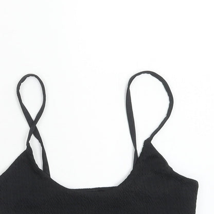 Womens UK Size 10 PRETTYLITTLETHING Black Cropped Tank