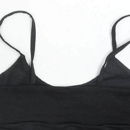 Womens UK Size 10 PRETTYLITTLETHING Black Cropped Tank