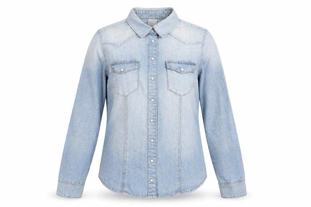 Womens UK Size 8 H&M Blue Basic Button-Up