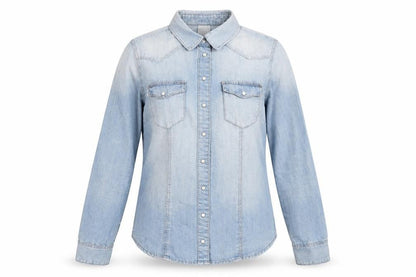 Womens UK Size 8 H&M Blue Basic Button-Up