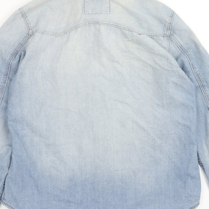 Womens UK Size 8 H&M Blue Basic Button-Up