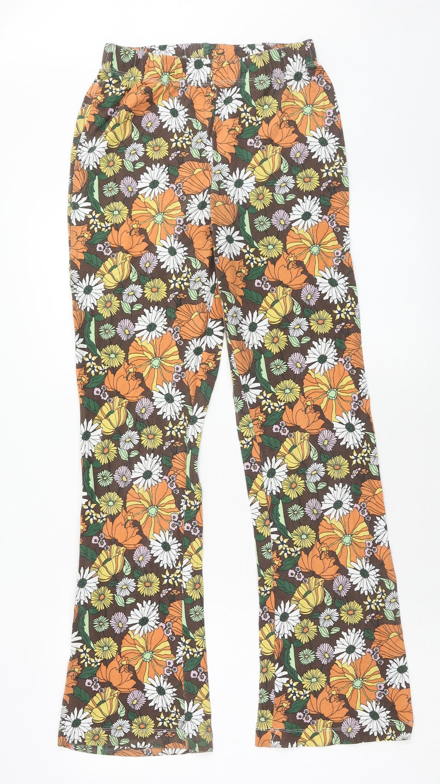 Only Womens Multicoloured Floral Cotton Trousers Size S Regular