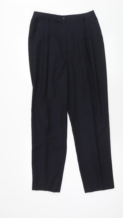 Smith Signature Mens Blue Polyester Dress Pants Trousers Size 30 in Regular Zip