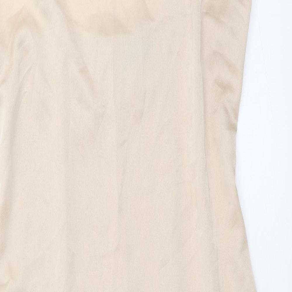 PRETTYLITTLETHING Womens Gold Polyester Bodycon Size 10 Square Neck Zip