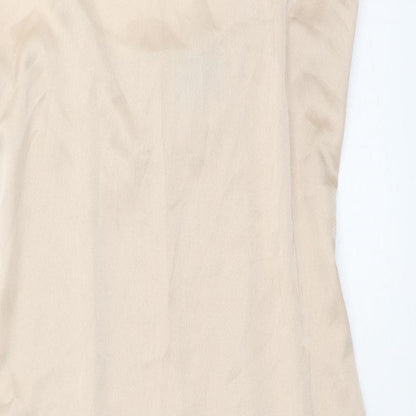 PRETTYLITTLETHING Womens Gold Polyester Bodycon Size 10 Square Neck Zip