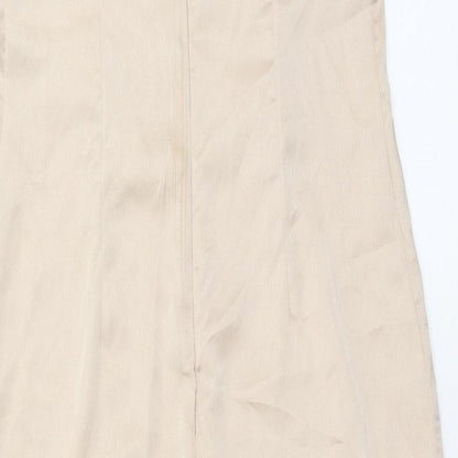 PRETTYLITTLETHING Womens Gold Polyester Bodycon Size 10 Square Neck Zip