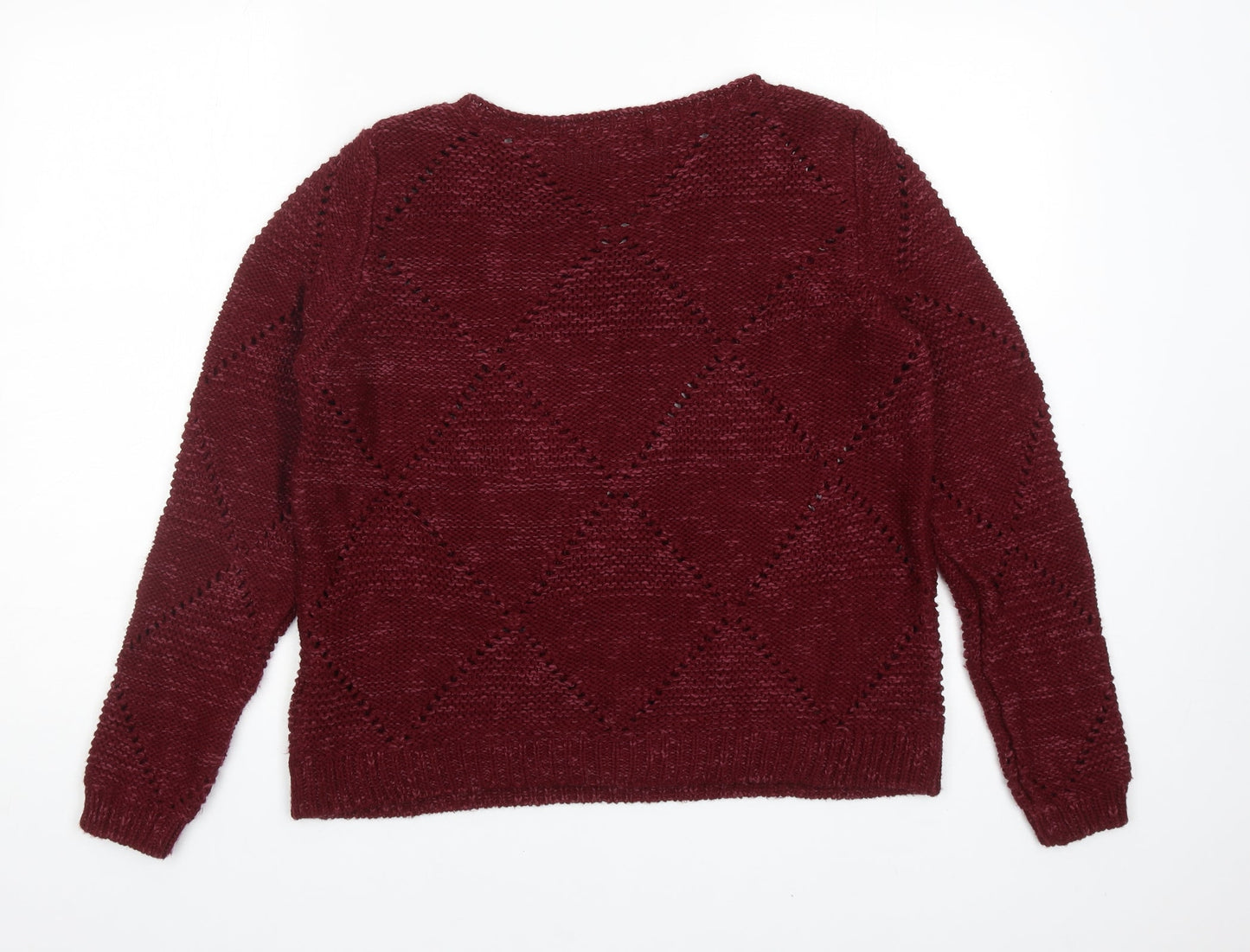 George Womens Red Round Neck Acrylic Pullover Jumper Size 10