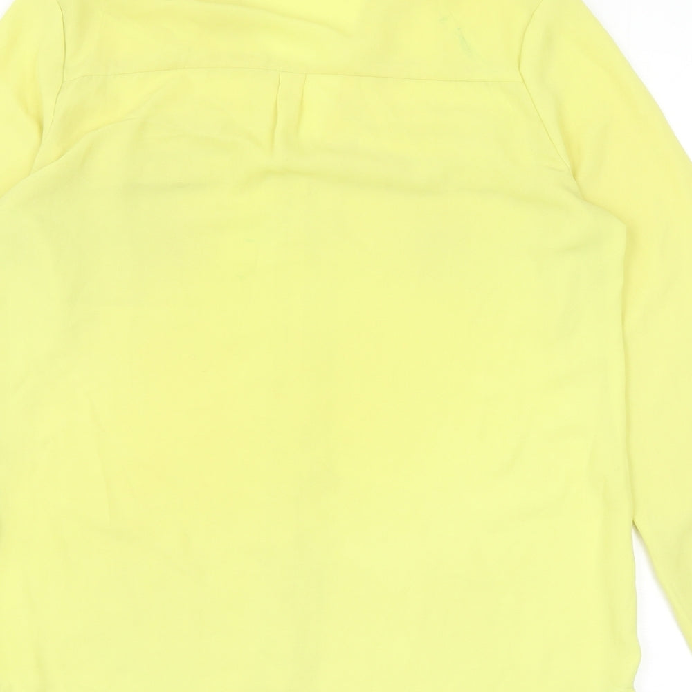 Atmosphere Womens Yellow Polyester Basic Blouse Size 6 V-Neck