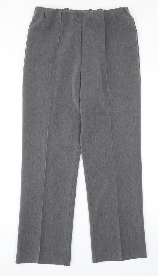 Classic Womens Grey Polyester Dress Pants Trousers Size 12 Regular
