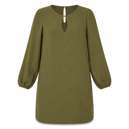 New Look Womens Green Polyester Sheath Size 8 Round Neck Button