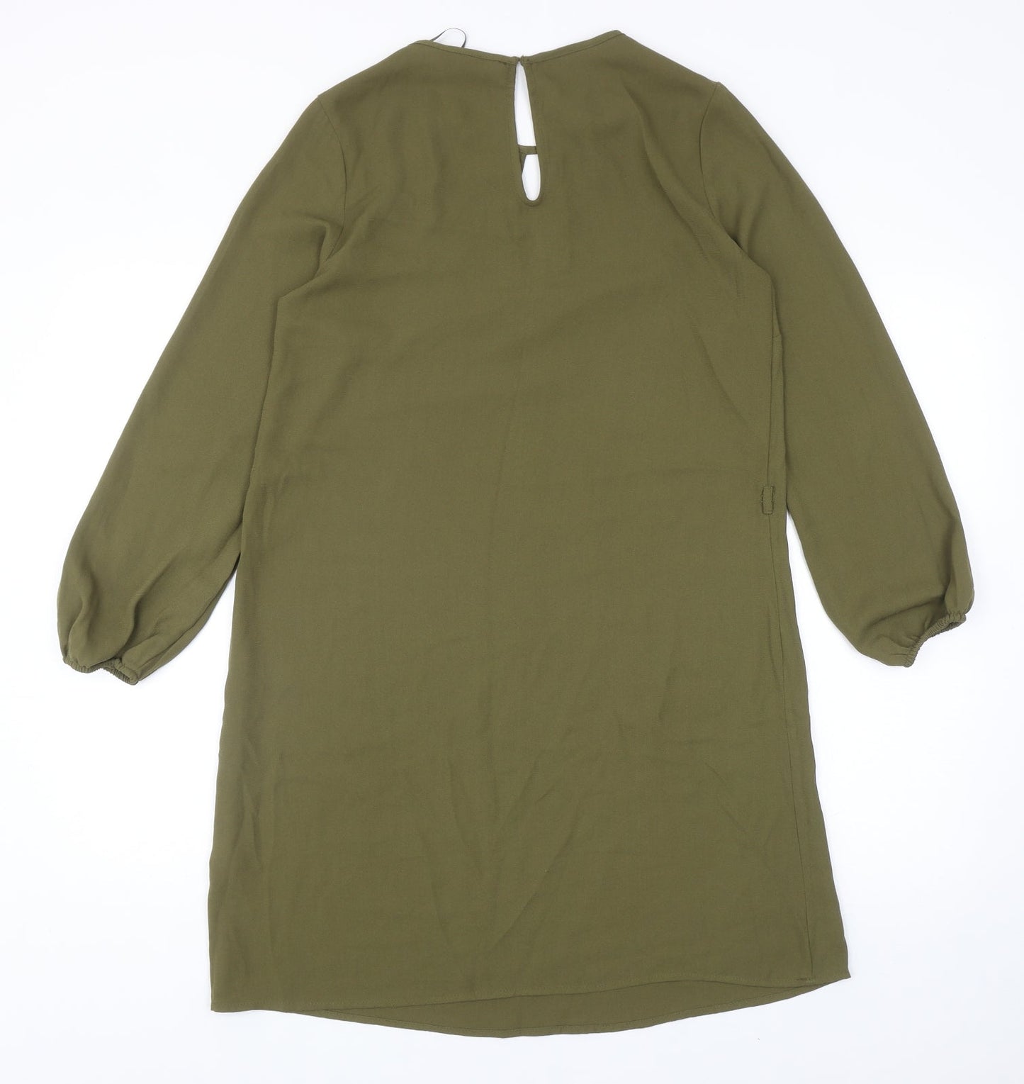 New Look Womens Green Polyester Sheath Size 8 Round Neck Button