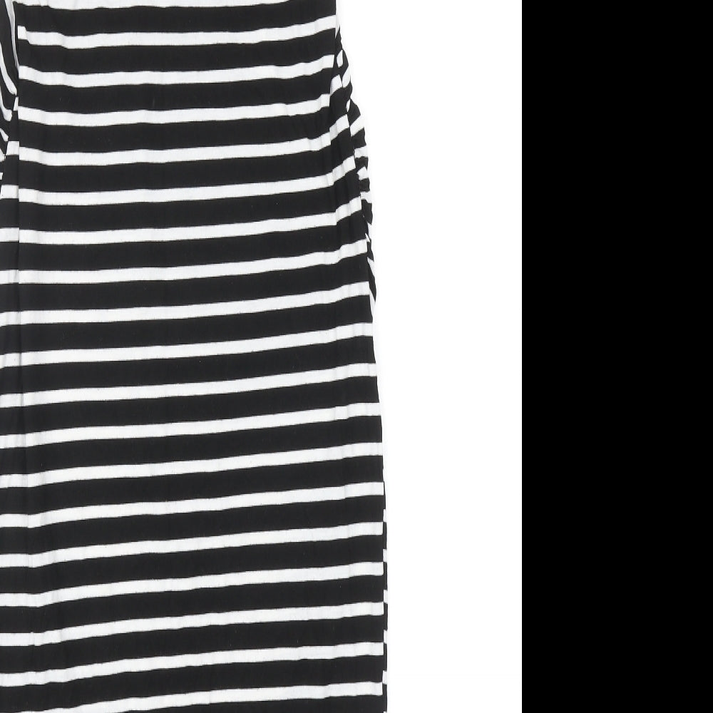 Blue Bell Womens Black Striped Viscose T-Shirt Dress Size 8 V-Neck Pullover