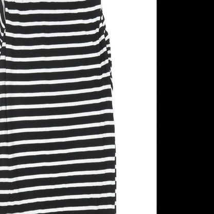 Blue Bell Womens Black Striped Viscose T-Shirt Dress Size 8 V-Neck Pullover