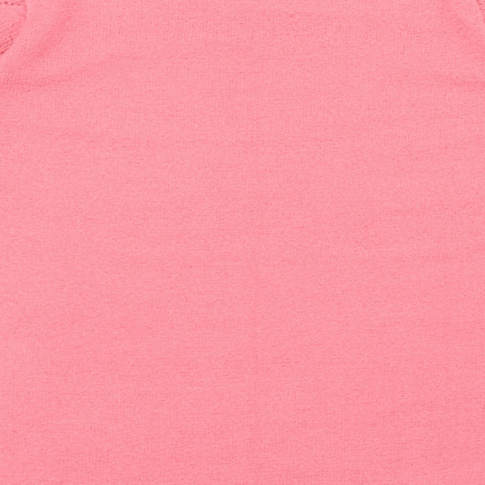 Bonmarché Womens Pink Acrylic Basic T-Shirt Size L Round Neck
