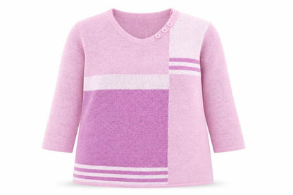 Bonmarché Womens Purple Round Neck Striped Acrylic Pullover Jumper Size L