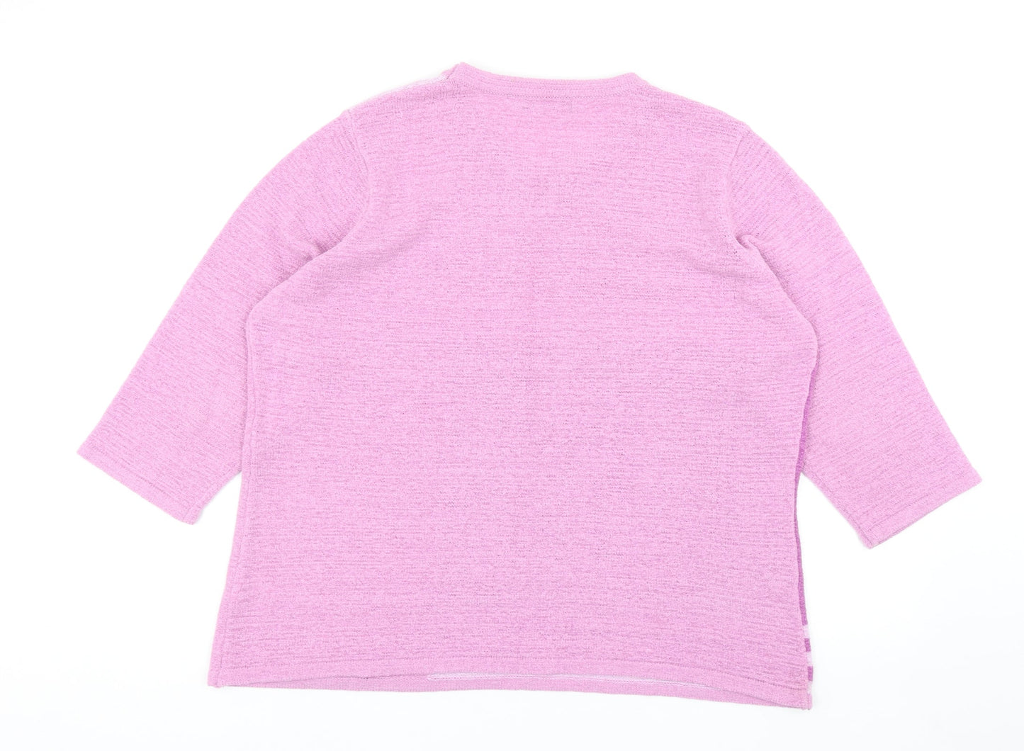Bonmarché Womens Purple Round Neck Striped Acrylic Pullover Jumper Size L