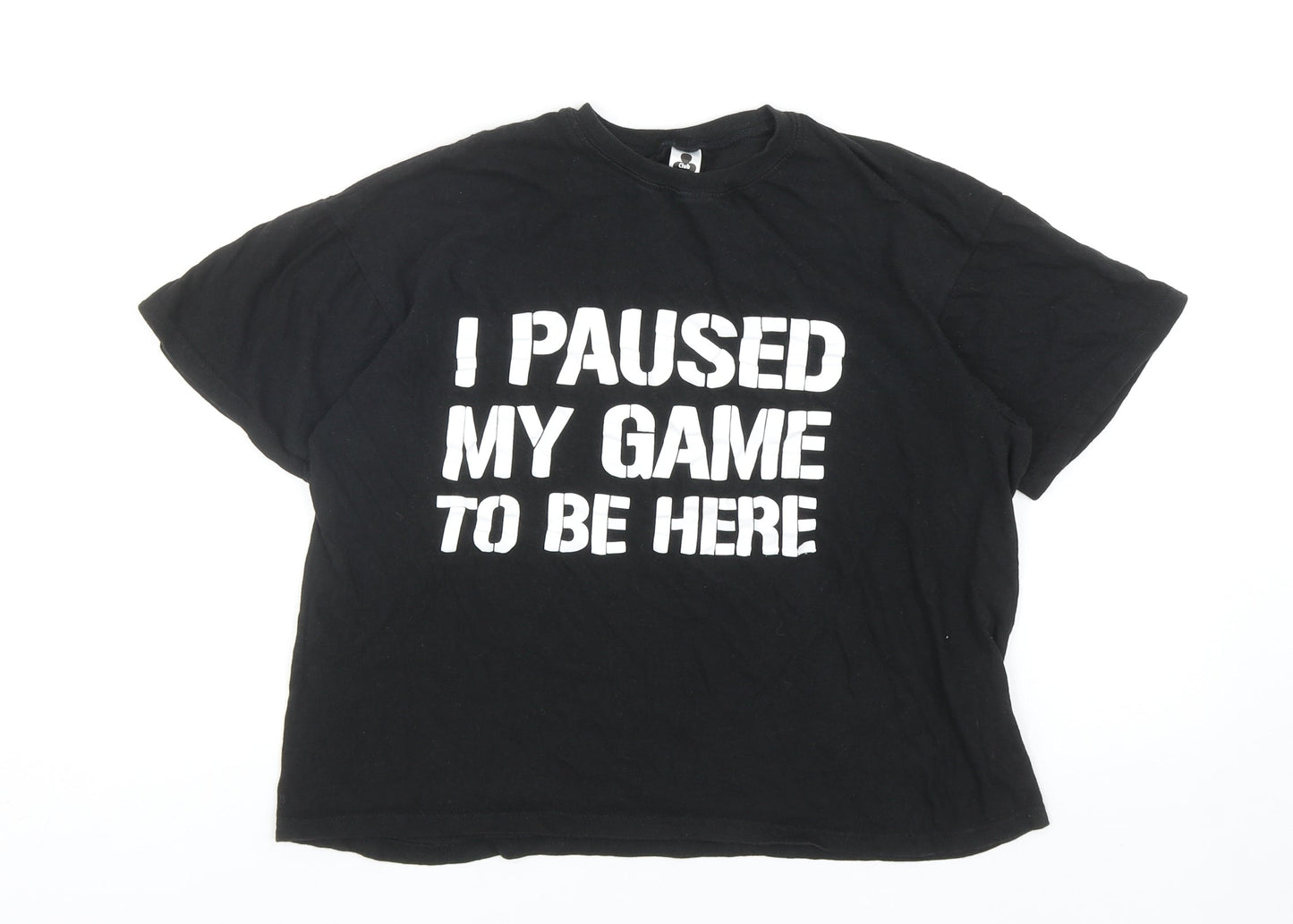 Club Boys Black Cotton Basic T-Shirt Size S Round Neck Pullover - I Paused my Game to be Here