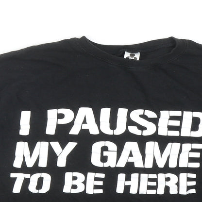 Club Boys Black Cotton Basic T-Shirt Size S Round Neck Pullover - I Paused my Game to be Here