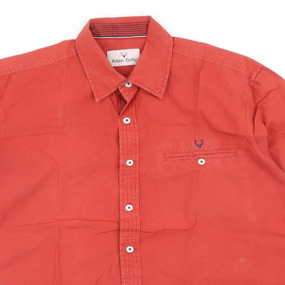 Allen Solly Mens Orange Cotton Button-Up Size 40 Collared Button