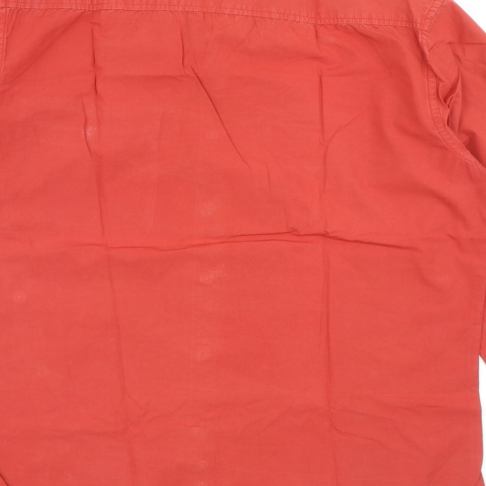 Allen Solly Mens Orange Cotton Button-Up Size 40 Collared Button