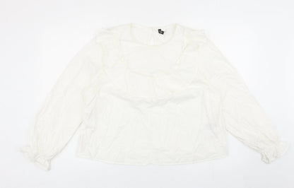 Womens UK Size L Divided by H&M White Basic Blouse