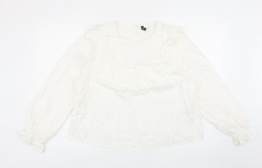 Womens UK Size L Divided by H&M White Basic Blouse