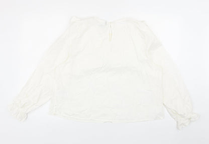 Womens UK Size L Divided by H&M White Basic Blouse