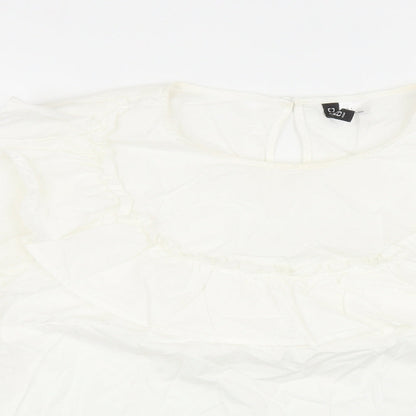 Womens UK Size L Divided by H&M White Basic Blouse
