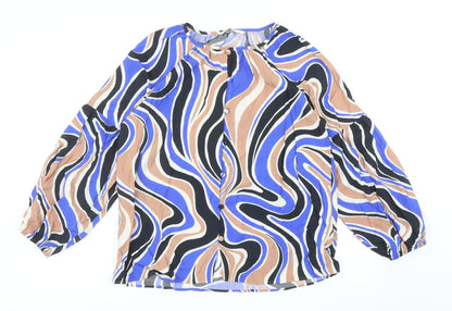 TU Womens Multicoloured Geometric Viscose Basic Blouse Size 10 Round Neck