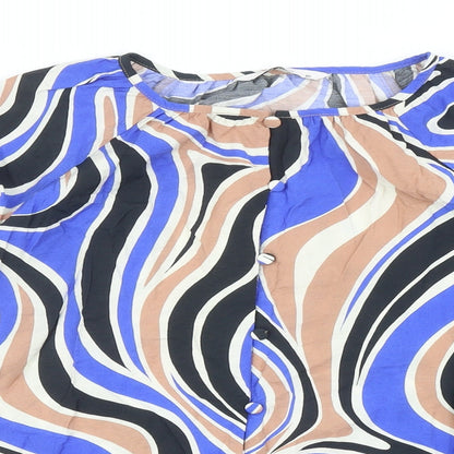 TU Womens Multicoloured Geometric Viscose Basic Blouse Size 10 Round Neck