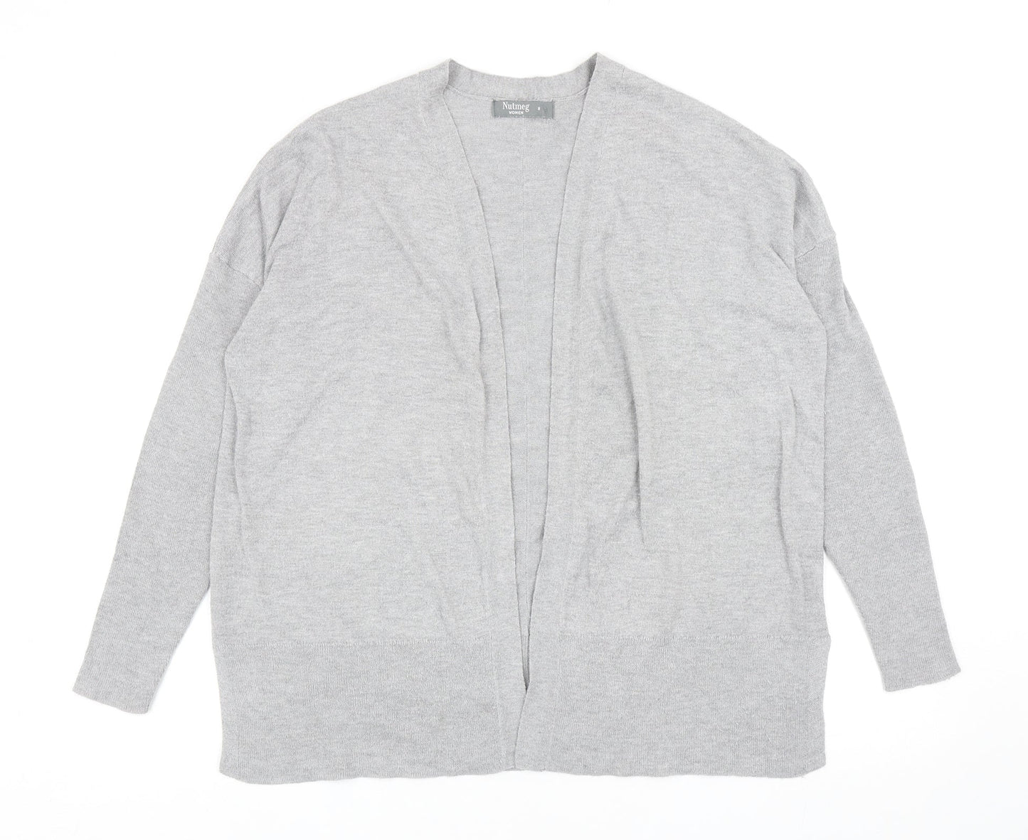 Nutmeg Womens Grey V-Neck Nylon Cardigan Jumper Size 8
