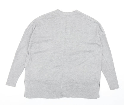 Nutmeg Womens Grey V-Neck Nylon Cardigan Jumper Size 8