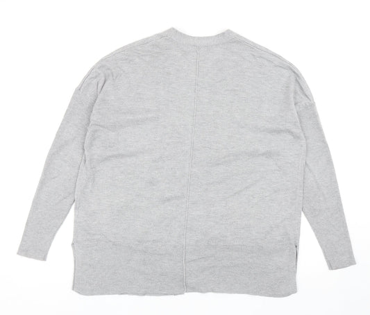 Nutmeg Womens Grey V-Neck Nylon Cardigan Jumper Size 8