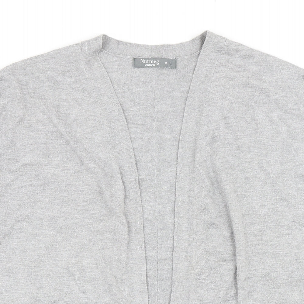 Nutmeg Womens Grey V-Neck Nylon Cardigan Jumper Size 8