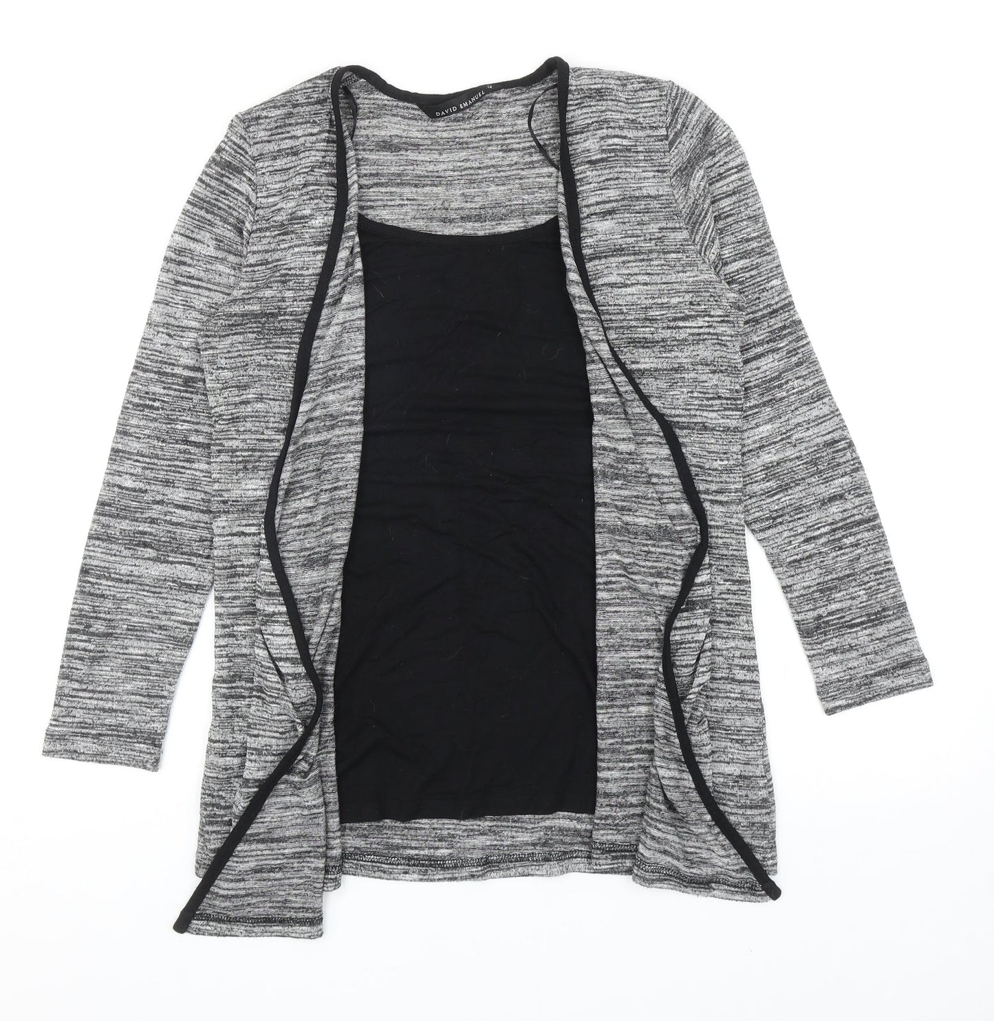 David Emanuel Womens Grey V-Neck Viscose Shrug Jumper Size 12