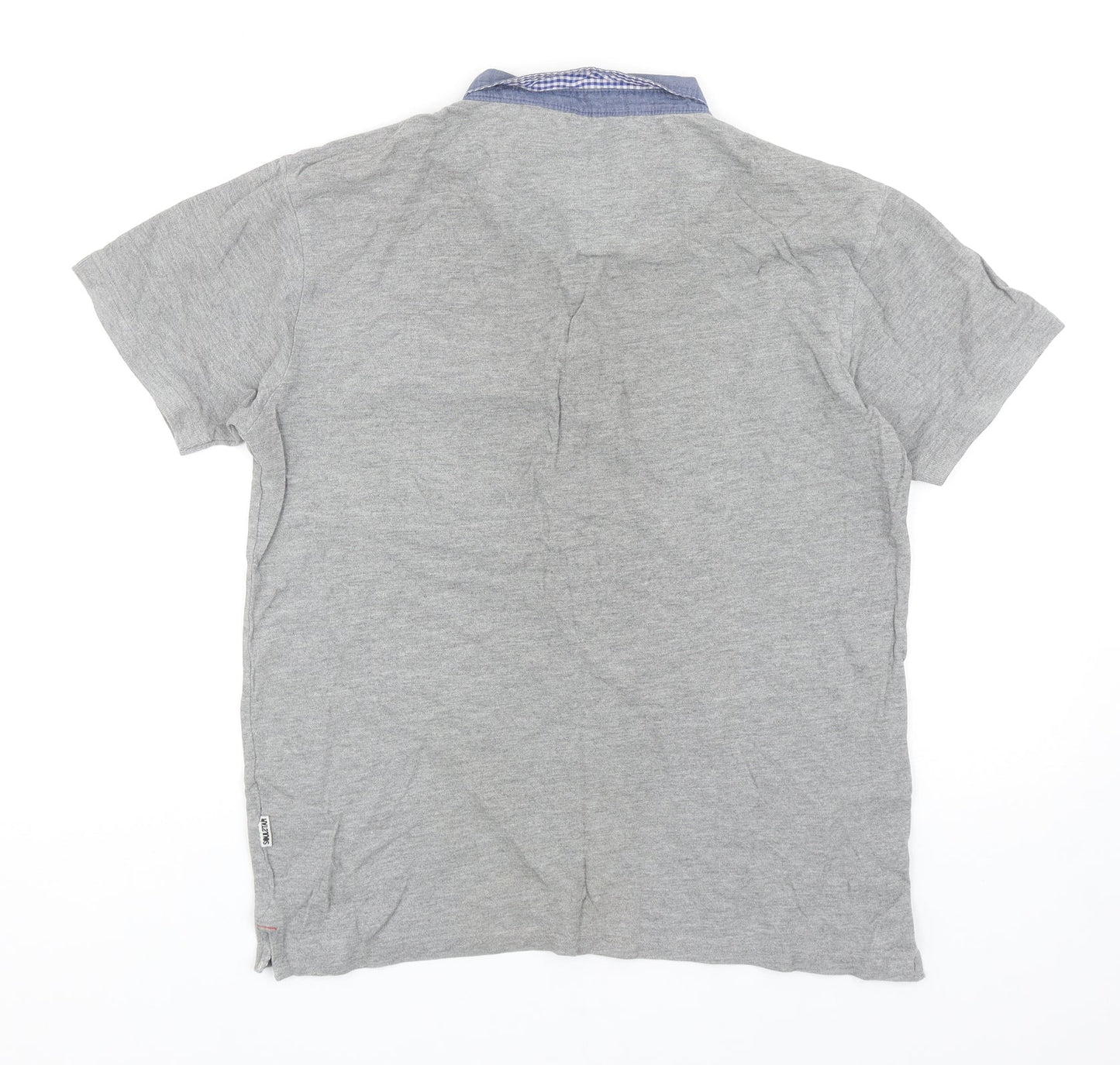 Soul Star Mens Grey Cotton Polo Size L Collared Button