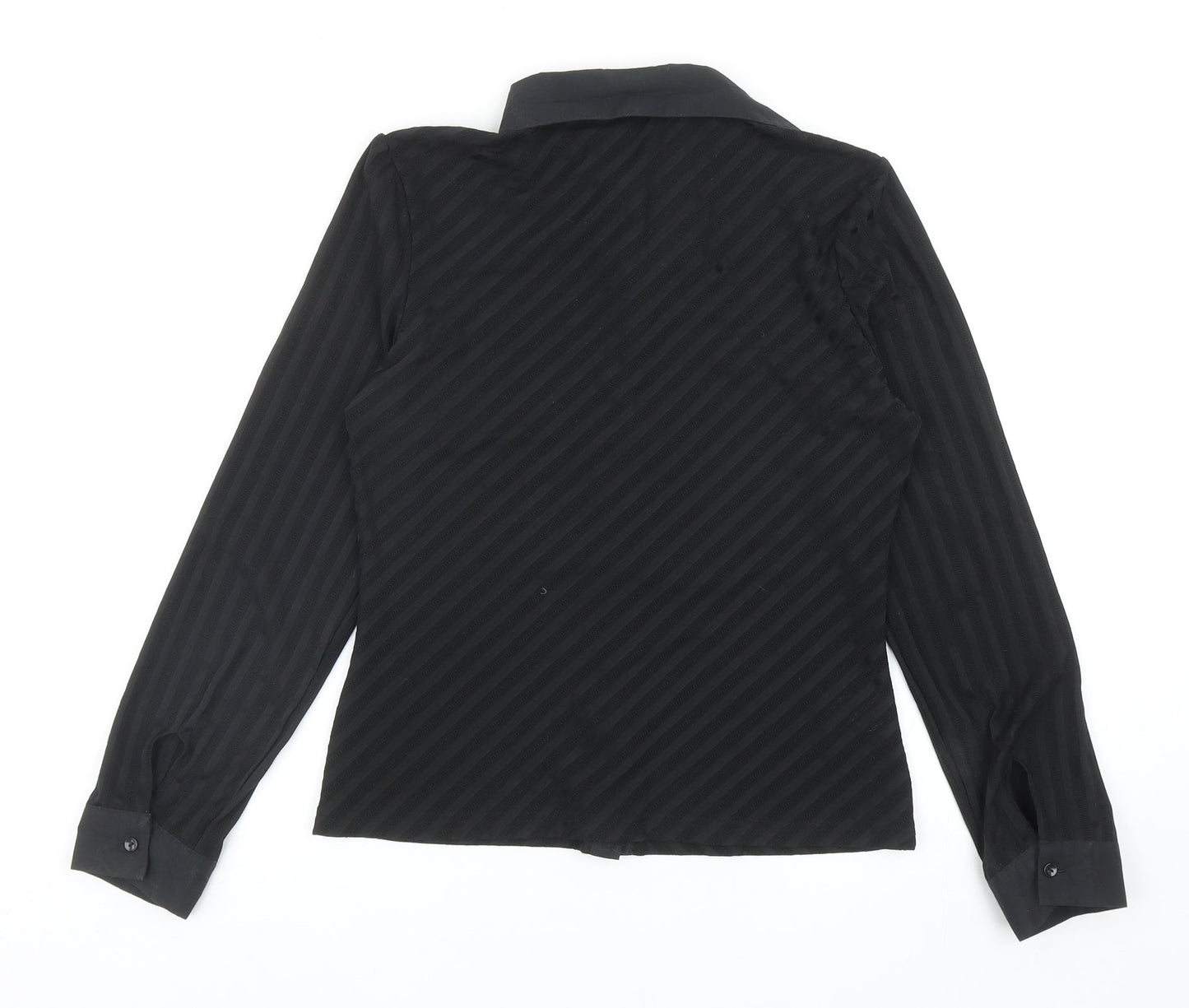 AMARANTO Womens Black Geometric Polyester Basic Button-Up Size 12 V-Neck