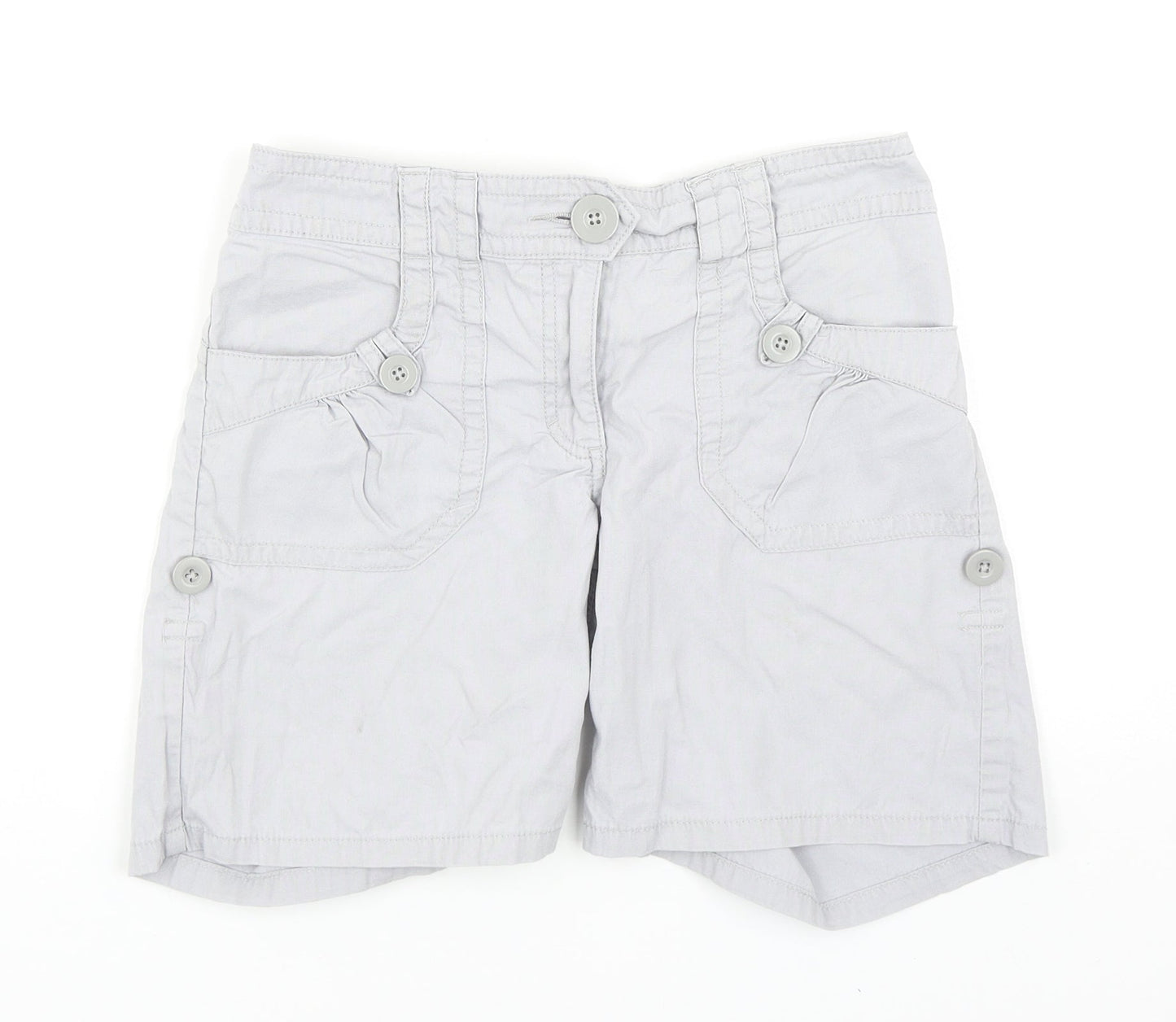 H&M Womens Grey Cotton Cargo Shorts Size 6 Regular Zip