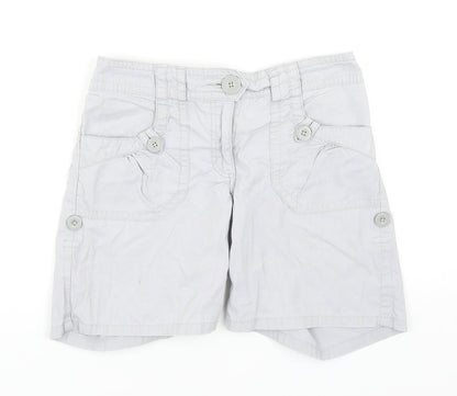 H&M Womens Grey Cotton Cargo Shorts Size 6 Regular Zip