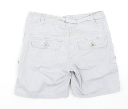 H&M Womens Grey Cotton Cargo Shorts Size 6 Regular Zip