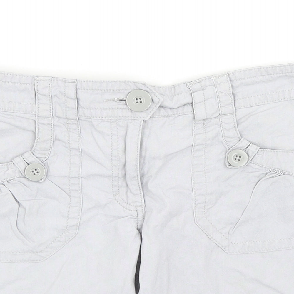 H&M Womens Grey Cotton Cargo Shorts Size 6 Regular Zip
