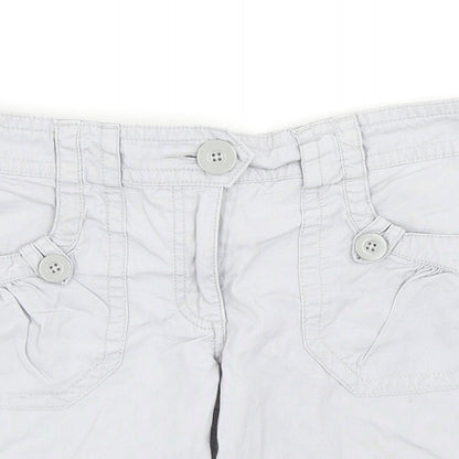 H&M Womens Grey Cotton Cargo Shorts Size 6 Regular Zip