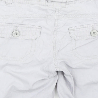 H&M Womens Grey Cotton Cargo Shorts Size 6 Regular Zip