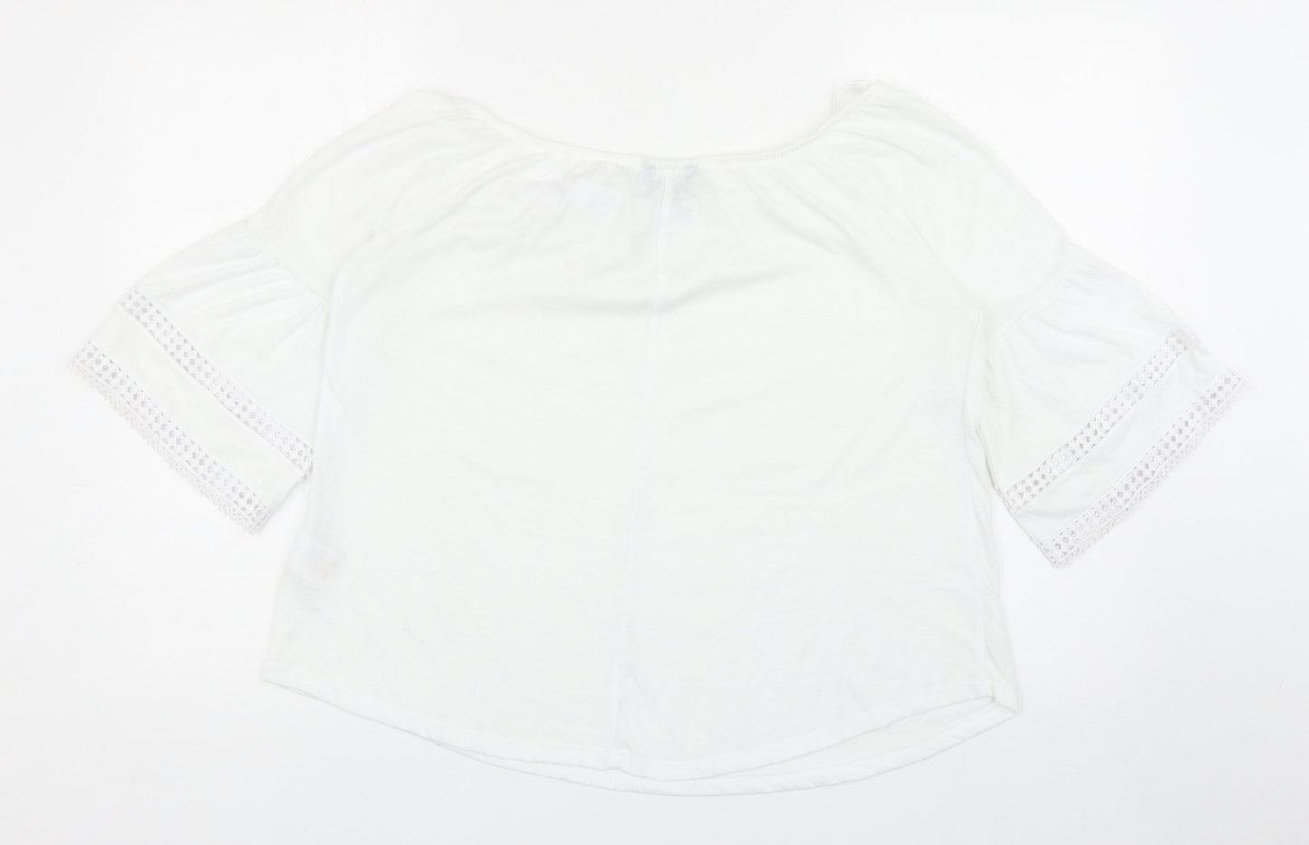 Womens UK Size 10 Peacocks White Cropped T-Shirt