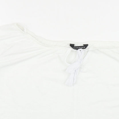 Womens UK Size 10 Peacocks White Cropped T-Shirt