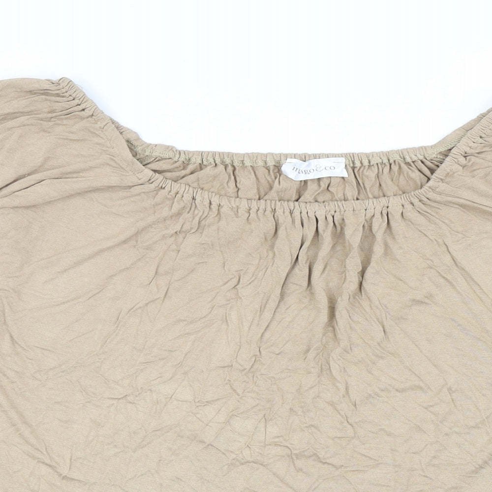 Indigo 7 Co Womens Beige Viscose Cropped T-Shirt Size M Round Neck