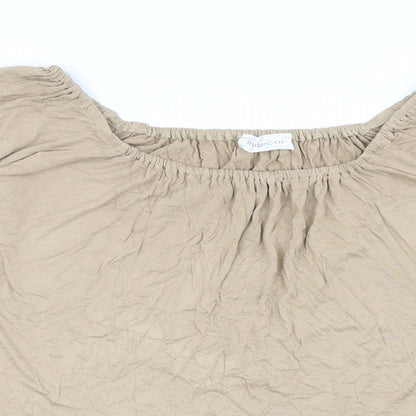Indigo 7 Co Womens Beige Viscose Cropped T-Shirt Size M Round Neck
