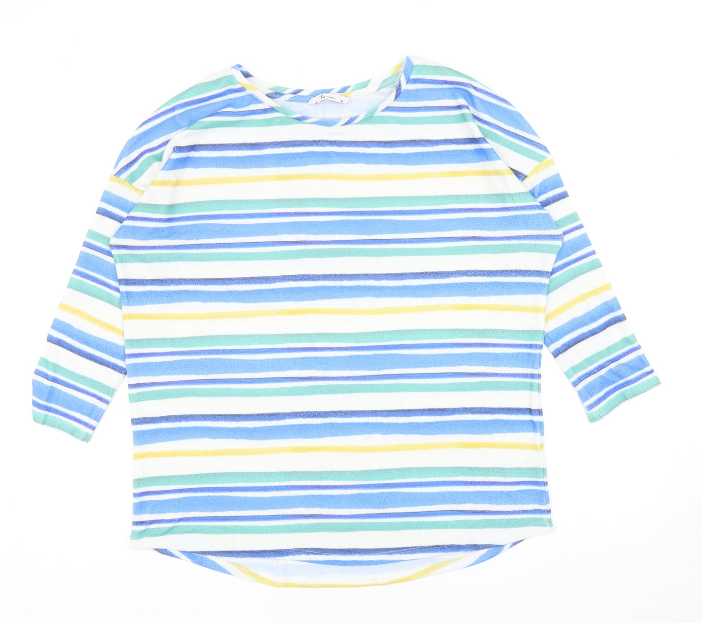 TU Womens Multicoloured Round Neck Striped Polyester Pullover Jumper Size 14